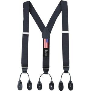 HOLD'EM 100% Silk Suspenders For Men Y-Back Button End – Black Basket Weave